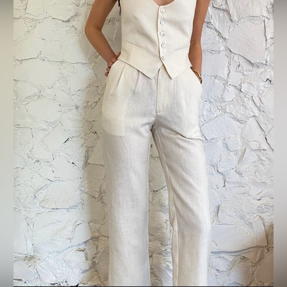 Beige Linen Pants Just Living Medium
